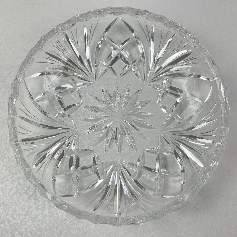 Vintage Cut Glass‎ Lead Crystal Plate Ashtray Candy Dish 5.5